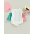 thumbnail image 4 of Bagilaanoe Newborn Baby Girl Valentine's Day Rompers Contrast Color Long Sleeve Bodysuits 3M 6M 12M 18M 24M Infant Casual One Piece Short Jumpsuit, 4 of 7