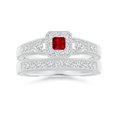 thumbnail image 4 of ANGARA Natural Aeon Square Ruby & Diamond Engagement Ring with Milgrain in 14K White Gold for Women (Size-3mm) | July Birthstone, Anniversary, Jewelry Gift for Women | Natural Ruby Ring, 4 of 9