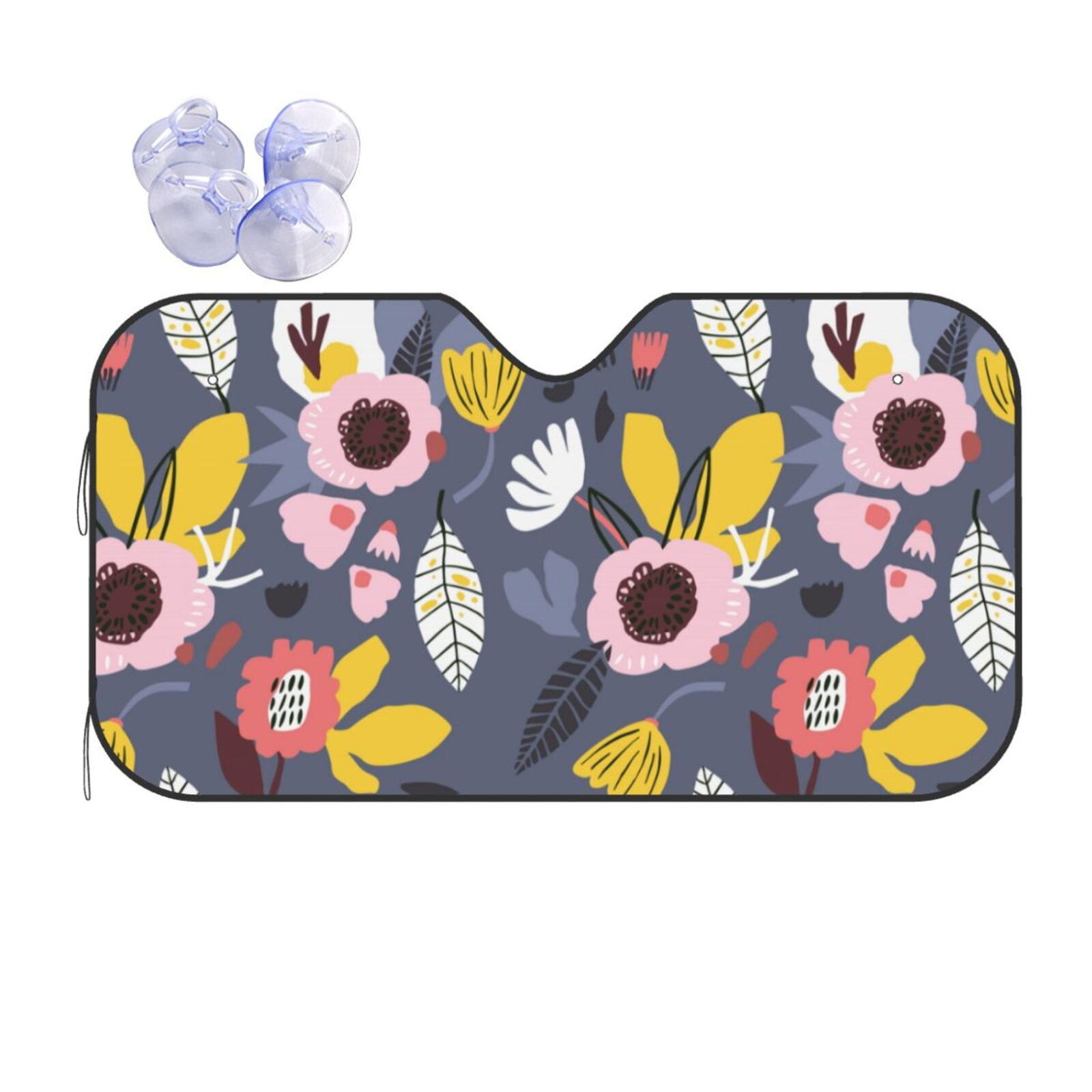 ZNDUO Blue Floral Watercolor Flowers Pattern Car SUV Windshield, Small