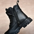 thumbnail image 6 of VNKIDY Girls Kids Solid Color Leather Martin Boots Lace Up Side Zip Thick Traction Sole Shoes For Casual Daily Wear Outdoor Activities Fashionable Footwear, 6 of 8