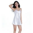 thumbnail image 4 of Defitshape Women's Satin Nightgown Baby Doll Lingerie Dress Fit And Chemise Flare Full Slip Above Knee Low Back Micro Night Lounge Dress White XX-Large, 4 of 5