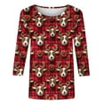 thumbnail image 4 of UPPADA Christmas T Shirts for Women 3/4 Sleeve Christmas Shirts Crewneck Christmas Tree Printed Tshirts Trendy Casual Loose Fit Blouses camisa de grinch Multicolor,L, 4 of 5