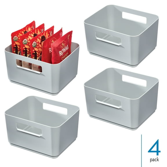 iDesign Plastic Pantry Storage Bins with Handles - Organizer Bins for Kitchen Organization - Ideal for Cabinets or Fridge
