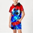 thumbnail image 2 of HAOTAGSBoys Outfit Sets, Soccer Graphic Hooded T-Shirt and Shorts Summer Fashion Casual Activewear 2-Piece Sky Blue Size 7-8, 2 of 7