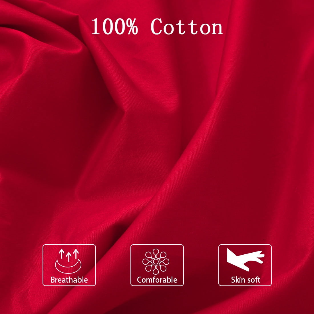 Unique Bargains Pillowcases 2 Pack 100% Cotton Body Pillow Covers Red 20" x 54"