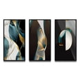 thumbnail image 2 of Designart "Retro Minimalism Pirouette In Turquoise V" Modern Geometric Framed Wall Art Set Of 3 - Gold Abstract Frame Gallery Wall Set For Home Decor, 2 of 7