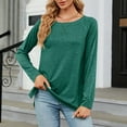 thumbnail image 2 of BLVB Women's Fall Long Sleeve Side Split Loose Blouses Casual Crewneck Pullover Tunic Tops Comfy T Shirts Trendy Clothes Green, 2 of 6