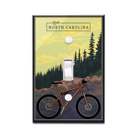 North Carolina - Mountain Bike - Ride the Trails - Lantern Press Artwork (Light Switchplate