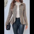 thumbnail image 4 of Elegante Blazer para Mujer, para Oficina, Trabajo, Negocios, con Dobladillo Peplum, Chaqueta Abierta con Diseño de Camello L, 4 of 10