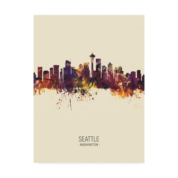 Trademark Fine Art 'Seattle Washington Skyline Portrait III' Canvas Art by Michael Tompsett