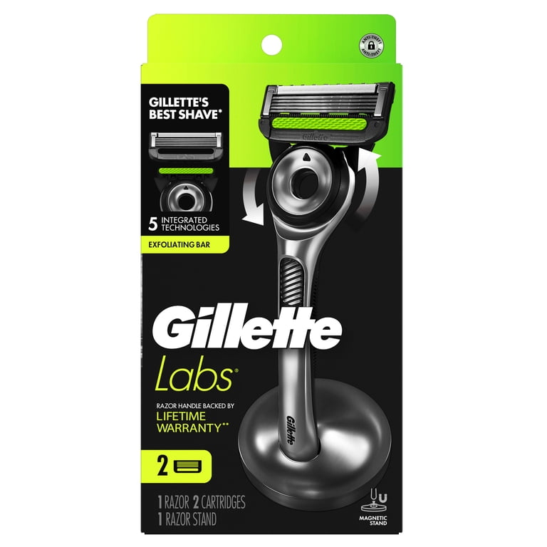 Gillette Labs Men's Razor with Exfoliating Bar, 2 Blade Refills
