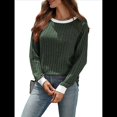 thumbnail image 3 of Camisas de Larga para Mujer, Blusas Tipo Túnica con Cuello Redondo, Suéteres Casuales, Ropa de Moda de Otoño Verde S, 3 of 10