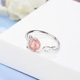 thumbnail image 3 of Anillo de perla de gato de cristal rosa chapado en plata, regalo de joyería ajustable para mujeres y niñas, 1 pieza JAMW Sencillez, 3 of 5