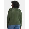 thumbnail image 3 of Time and Tru Women's and Women's Plus Cable Knit Cardigan Sweater, Lightweight, Sizes XS-4X, 3 of 5