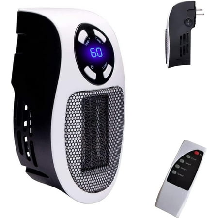 

500W Smart Space Electric Fan Heater Wall Outlet Electric Space Heater as Seen on TV with Adjustable Thermostat and Timer and Led Display Fast Heating Low Noise Safe Use