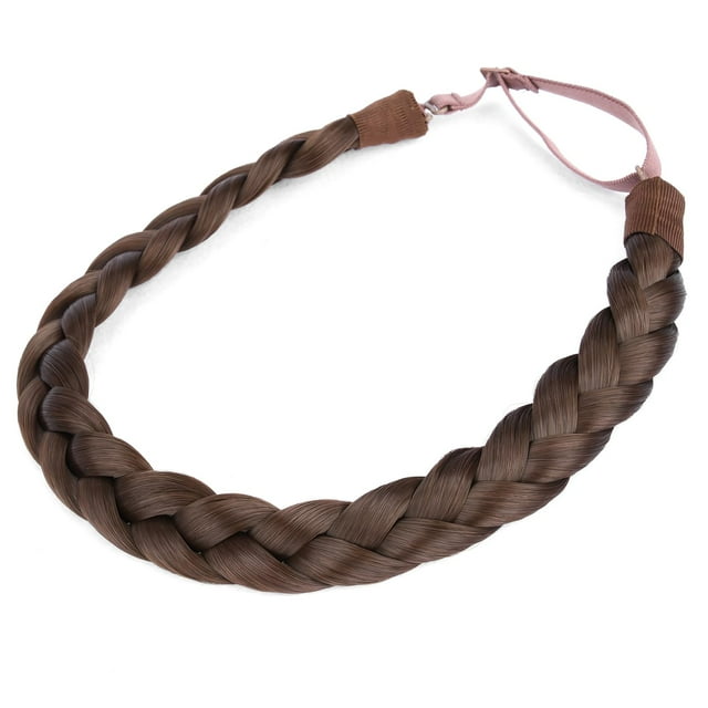 DIGUAN Diadema trenzada de pelo sintético, trenzas anchas, postizo, accesorio de belleza para mujeres y niñas, 55g (marrón medio oscuro)