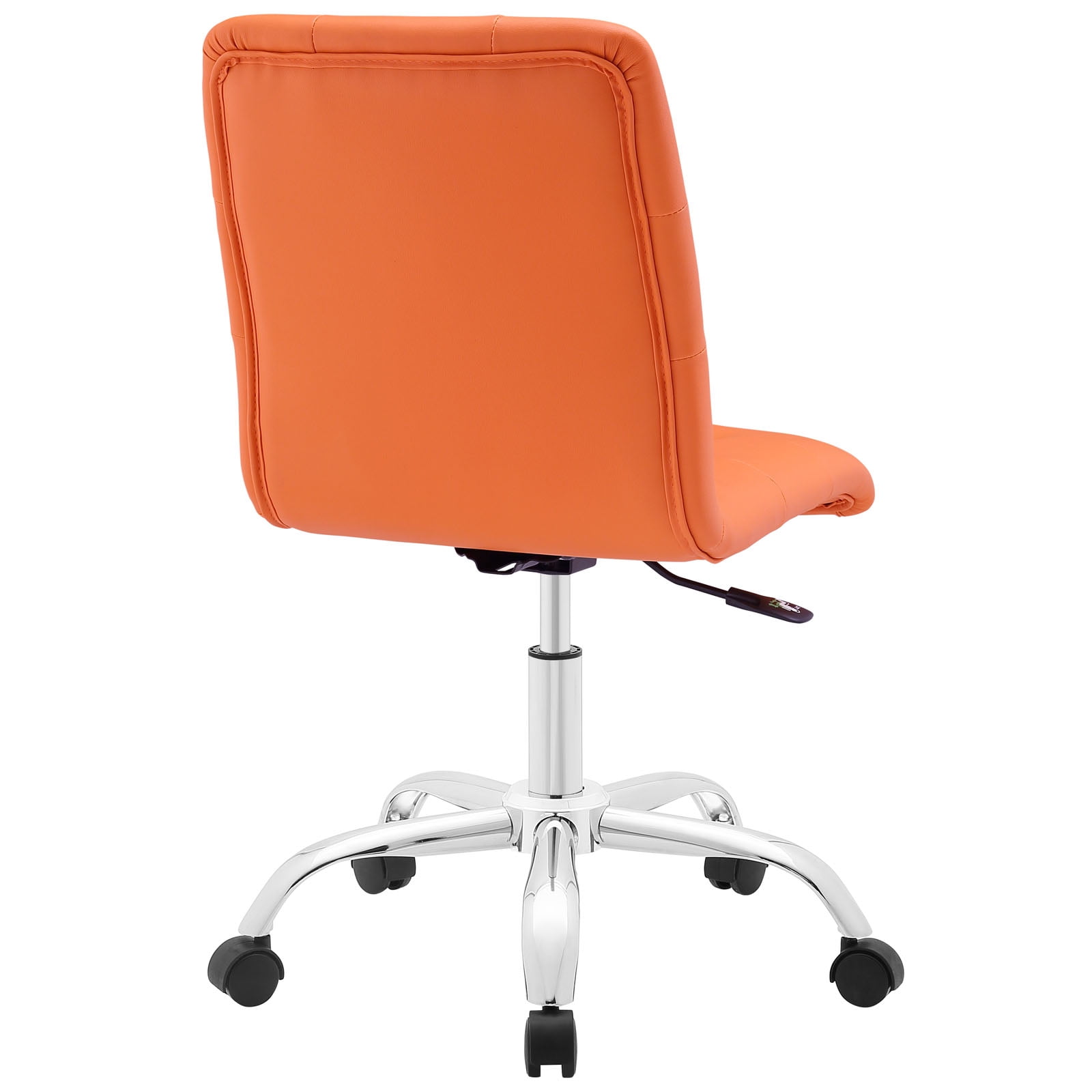 Modway Prim Modern Faux Leather Armless Mid Back Office Chair in Orange