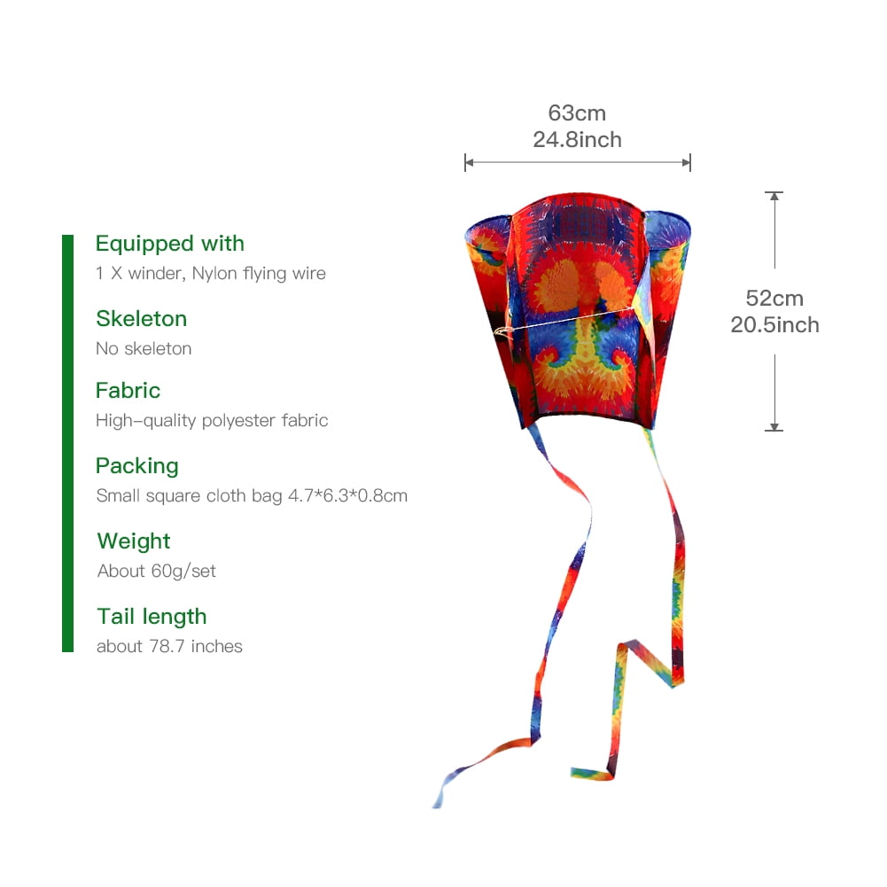 Private Jungle 3Pcs Large Kite For Kids 31-Inch Rainbow Parafoil Kite