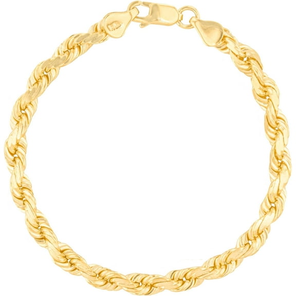 Floreo 14k Yellow Gold 5mm Solid Rope Chain Bracelet