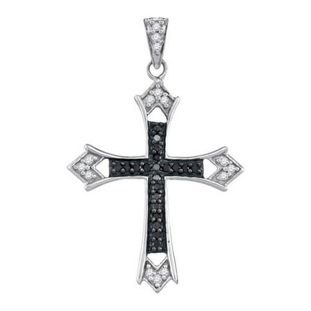 10K White Gold 0.21ctw Elegant Pave Diamond Fashion Religious Cross Pendant