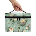 thumbnail image 3 of HELLHERO Mint Green Daisy Pattern Travel Cosmetic Case Organizer Travel Cosmetic Organizer with Brush Slots Handheld Carry-on Travel Essentials for Men Women, 3 of 6