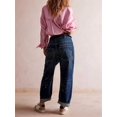 thumbnail image 4 of Womens Loose Horseshoe Jeans Wide Leg Patchwork Low Rise Denim Pants with Pockets Splash Ink L, 4 of 7