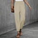 thumbnail image 2 of Pantalones palazzo de lino con cintura elástica, pierna ancha y bolsillos para mujer, 2 of 6