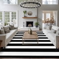 thumbnail image 3 of 6'x9' Area Rugs, Black Striped Indoor Outdoor Area Rug for Living Room Bedroom, Modern Farmhouse Black and White Stripes Washable Bathroom Rugs Kitchen Floor Carpet Mats Home Decor Aesthetic, 3 of 8