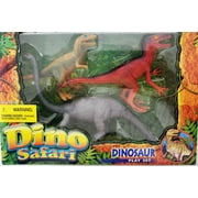 Dino Safari Dinosaur Playset Set of 3 Raptor, Brontosaurus, T-Rex