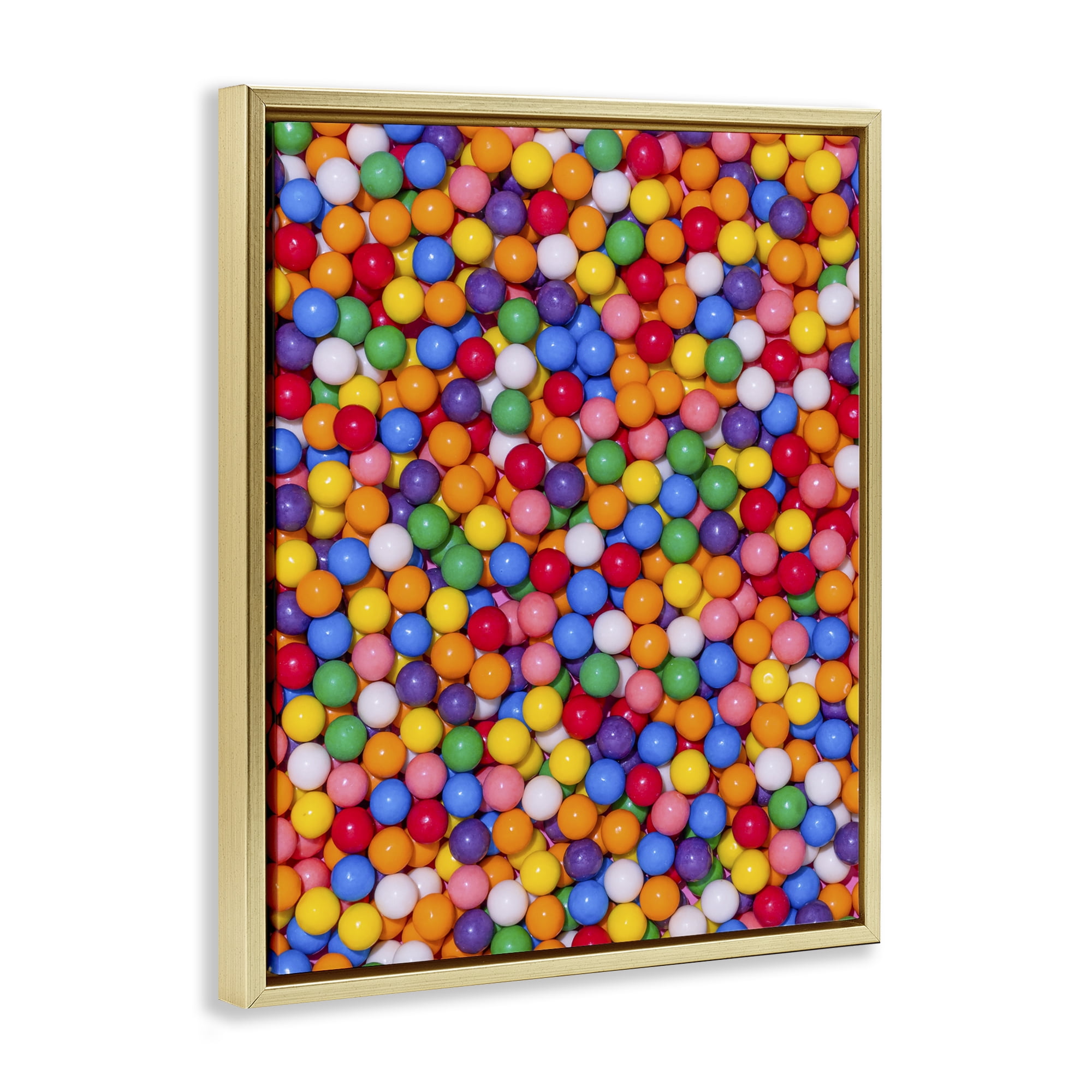 Stupell Industries Colorful Gumballs Close Up Gold Framed Floater Canvas Wall Art, design by LISH Creative