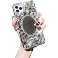 thumbnail image 1 of Funda para iPhone 13, hecha a mano en 3D con brillantes diamantes de imitación, de lujo, con espejo brillante, para niñas y mujeres, con cristales brillantes, suave TPU., 1 of 5