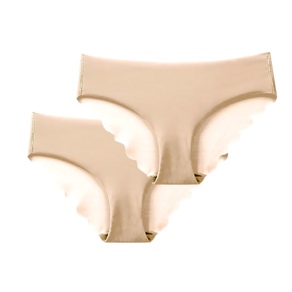 OWUUcdse Women's Seamless Panties, Low-rise Breathable Casual 2PC Cheeky Underwear Beige Size M