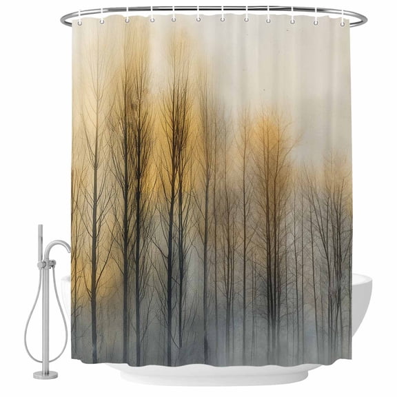 Sunset Forest Fabric Shower Curtain Abstract Art Tree Washable Shower Curtains for Bathroom, Waterproof Bath Curtain with Hooks Home Decor 72x84in
