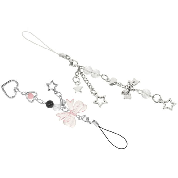 2 Pcs Bow Mobile Phone Chain Unique Phone Strap Phone Charms Aesthetic Wrist Tape Decorate