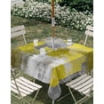 thumbnail image 2 of Yellow Grey Outdoor Tablecloth with Umbrella Hole, Abstract Art Oil Painting Modern Geometric Spillproof Waterproof Outdoor Table Cover, Patio Tablecloths for Party/Garden/Picnic, Square 60"x60", 2 of 9