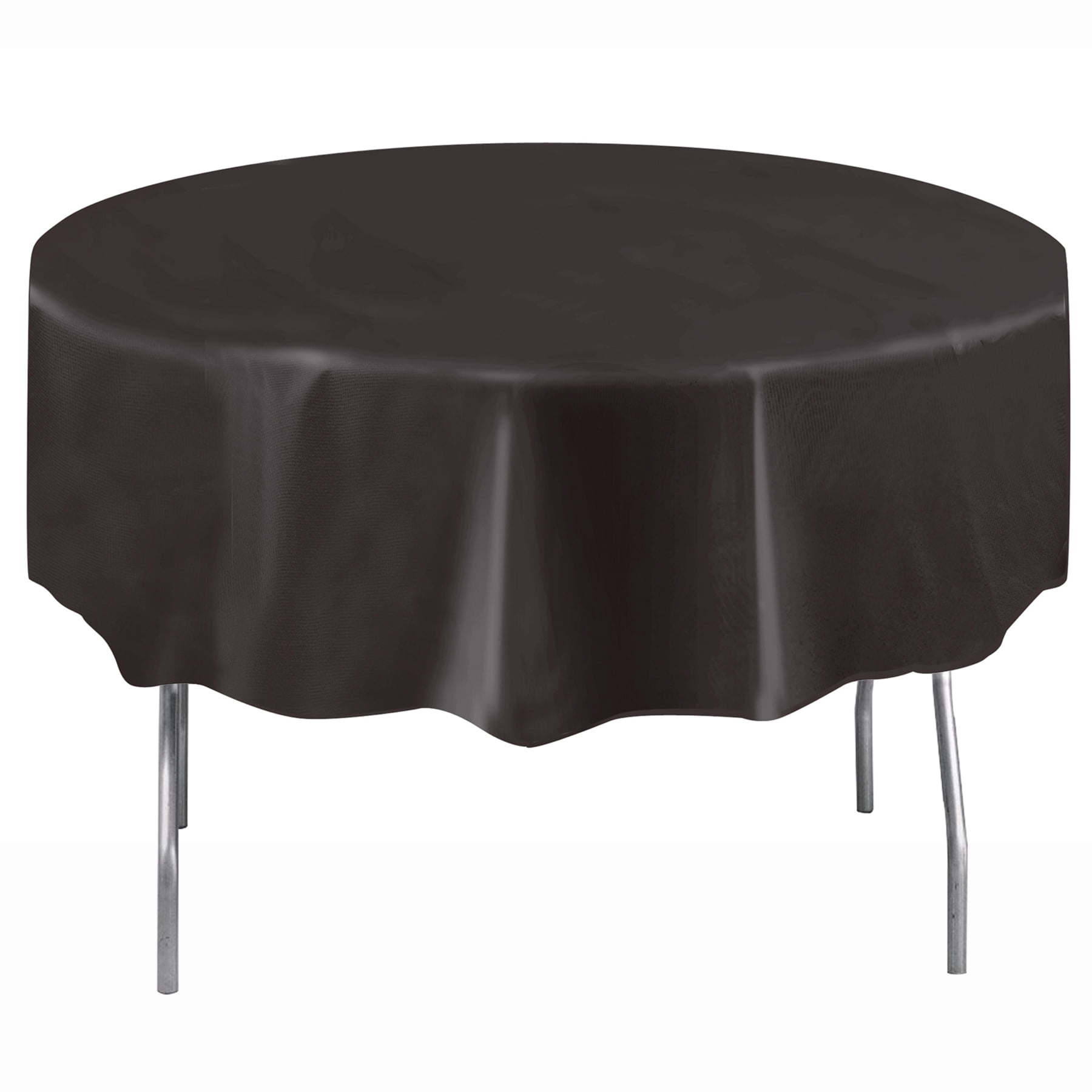 Black Plastic Round Tablecloths 84in, Black Plastic Round Tablecloths