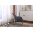 thumbnail image 3 of Velvet Accent Chair, Upholstered Accent Chair Armchair with Metal Legs, Comfy Barrel Chair Reading Chair Lounging Chair Side Chair, Leisure Single Sofa Chair for Bedroom, Living Room and Office, Beige, 3 of 7