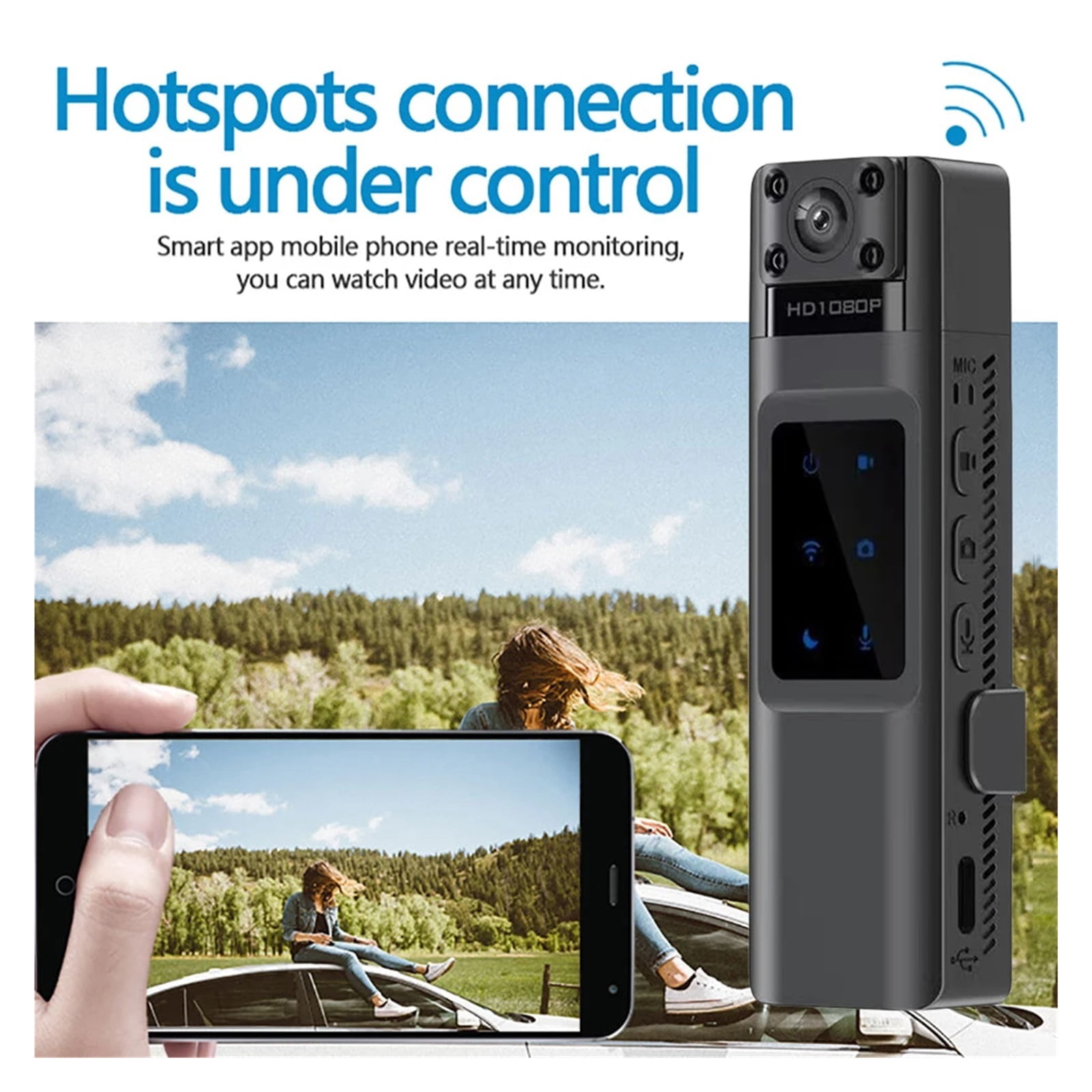 L13 Portable Digital Video Recorder Full HD 1080P Mini Camera 180° Rotatable Night Vision Loop Recording Mini Body Camera ,Ultra-HD Quality
