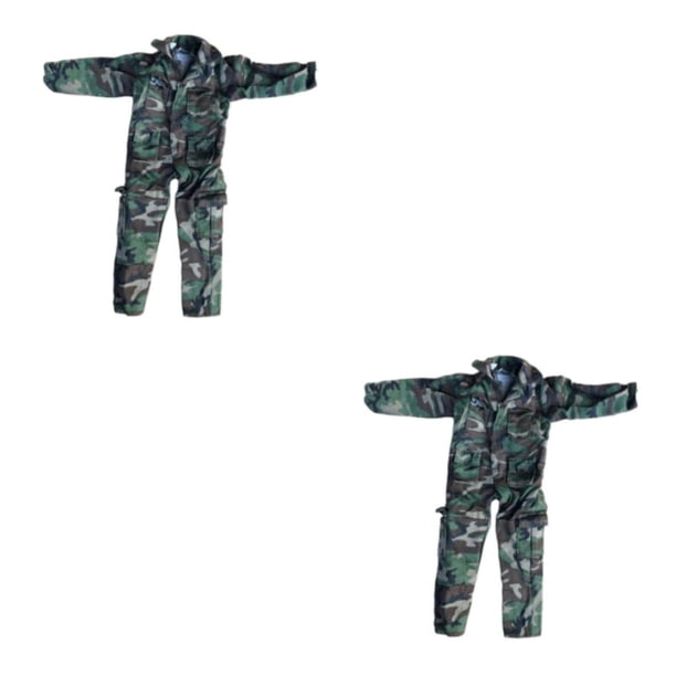 Bewildely masculina a escala 1/6, ropa de muñeca, traje de camuflaje verde, realista Premium 2piezas Tipo 2