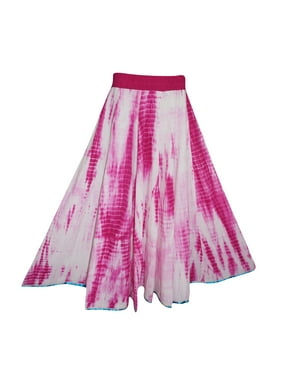 Mogul Women's Tie Dye Maxi Skirt Peasant Elastic Waist Long Skirts