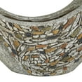 thumbnail image 4 of DecMode 15" x 16" Indoor Outdoor Gray Fiberglass Planter with Stone Mosaic Design, 4 of 8