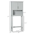 thumbnail image 3 of kleankin Modern Over The Toilet Storage Cabinet, Double Door Bathroom Organizer with Inner Adjustable Shelf and Open Shelf, Grey, 3 of 8