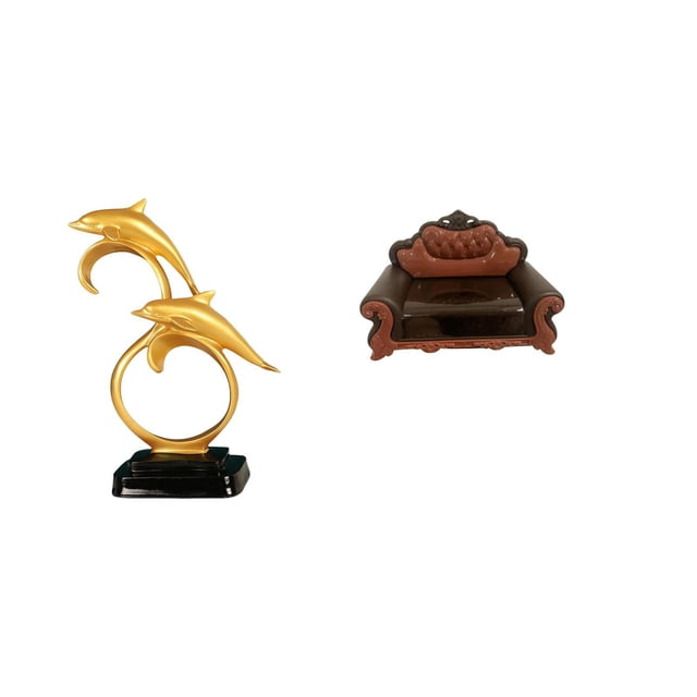 Figura de delfín de resina, escultura de animal marino, sofá para casa de muñecas, banco en miniatura, sillón, detalles realistas, adecuada para escri