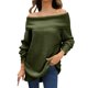 thumbnail image 1 of Gibobby Suéter de Mujer Suéter de punto de cuello recto de manga larga de temperamento sólido de otoño e invierno para mujer (Verde, XL), 1 of 4