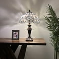 thumbnail image 2 of Tiffany Table Lamp White Stained Glass Baroque Style Lavender LED Bulbs Included For Bedroom Living Room 16"W*16"D*24"H, 2 of 7