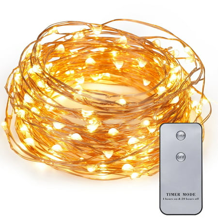 Kohree 120 LED Battery Operated String Light 20ft Copper Wire Waterproof Design Decor Rope Lights with Remote Control
