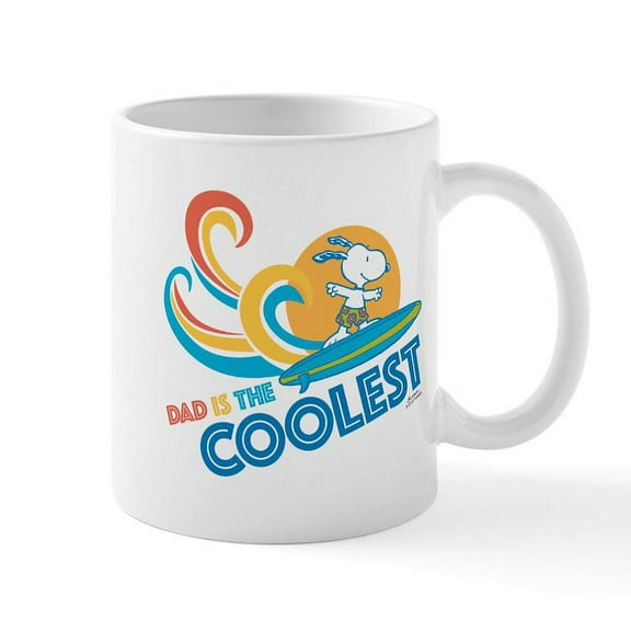 CafePress - Peanuts: Coolest Dad Mug - 11 oz Ceramic Mug - Novelty Coffee Tea Cup