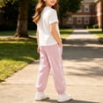 thumbnail image 3 of Kiijoy Little Girls Casual Outfits Casual Bow Graphic Tee Short Sleeve Tshirt Pants Set, 3 of 8