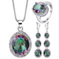 thumbnail image 3 of OPOLSKI 3Pcs Necklace Fashion Elegant Multicolor Faux Topaz Pendant Jewelry Set Multicolor, 3 of 7