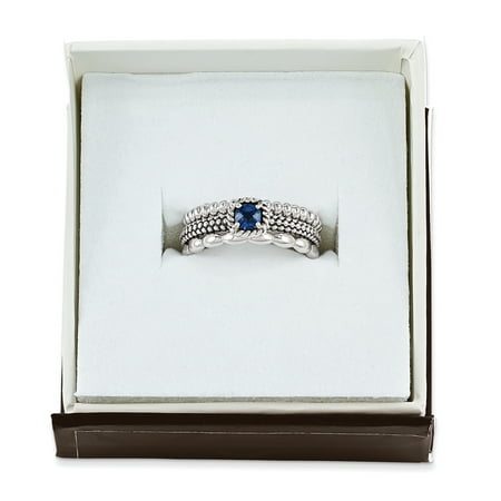 Created Sapphire Sterling Silver Stackable Expressions Fancy Blue Ring Set